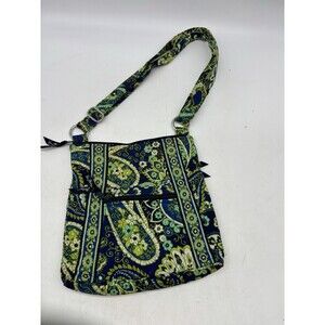Vera Bradley Rhythm and Blues Crossbody Handbag Purse 11"x11” Blue Green Paisley